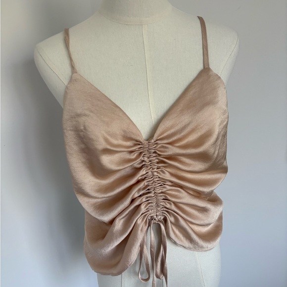 ASOS Tops - ASOS Rose Gold Ruched Tie Front Camisole